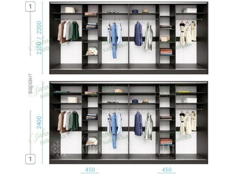 Шафа-купе Стандарт 10.5 шестидверна H-220 7 