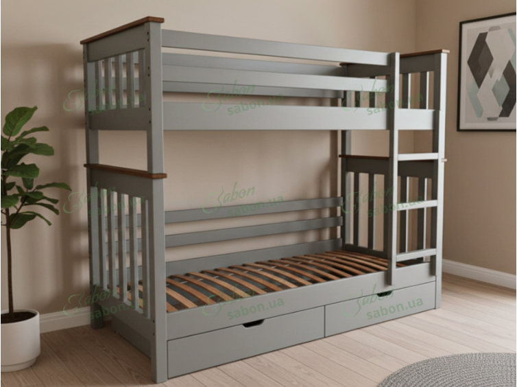 Деревянная двухъярусная кровать-трансформер Скандинавия мини 2 