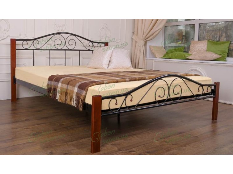 Металлическая кровать Элис Люкс Wood 1