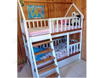 Деревянная двухъярусная кровать-домик Лука 2