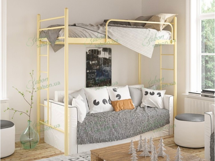 Металлическая двухъярусная кровать-чердак Эдельвейс 1