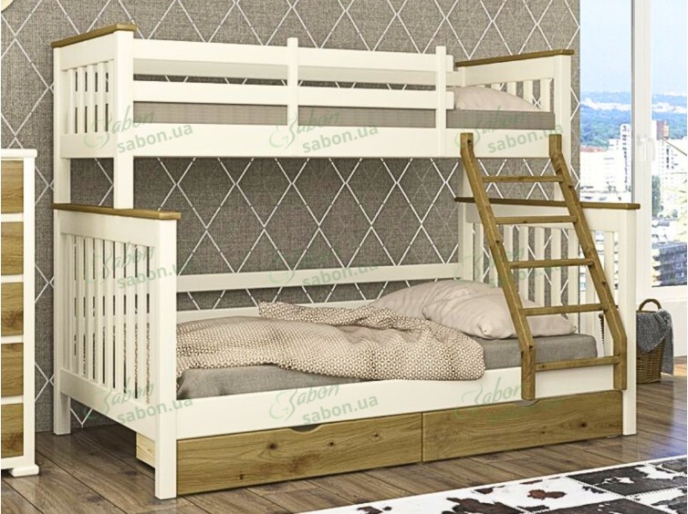 Деревянная двухъярусная кровать-трансформер Скандинавия 1