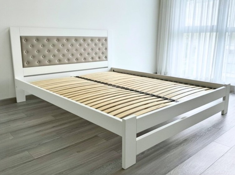 Деревянная кровать Модерн СОСНА с мягким изголовьем пуговицы 7 