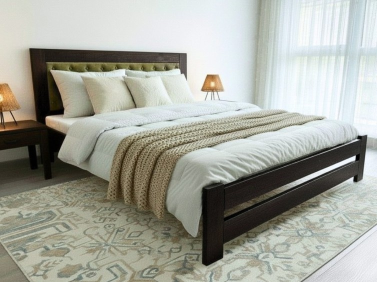 Деревянная кровать Модерн СОСНА с мягким изголовьем пуговицы 1