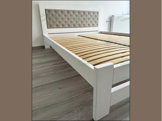 Деревянная кровать Модерн ДУБ с мягким изголовьем пуговицы 2