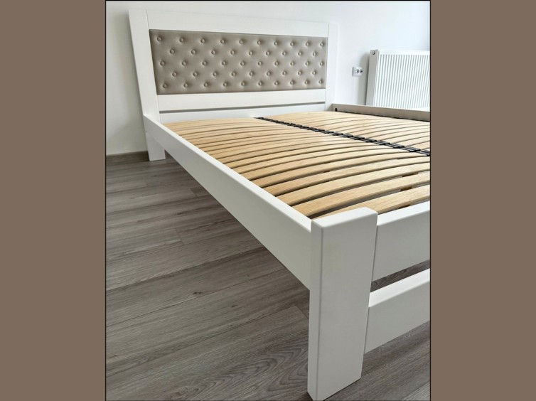 Дерев'яне ліжко Модерн ДУБ з м'яким узголів'ям ґудзики 12 