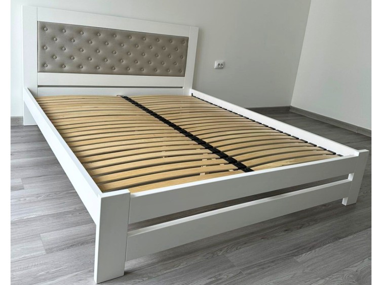 Дерев'яне ліжко Модерн ДУБ з м'яким узголів'ям ґудзики 11 