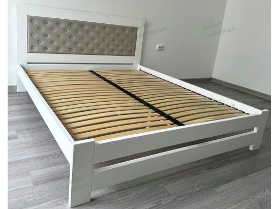 Дерев'яне ліжко Модерн ДУБ з м'яким узголів'ям ґудзики 15 