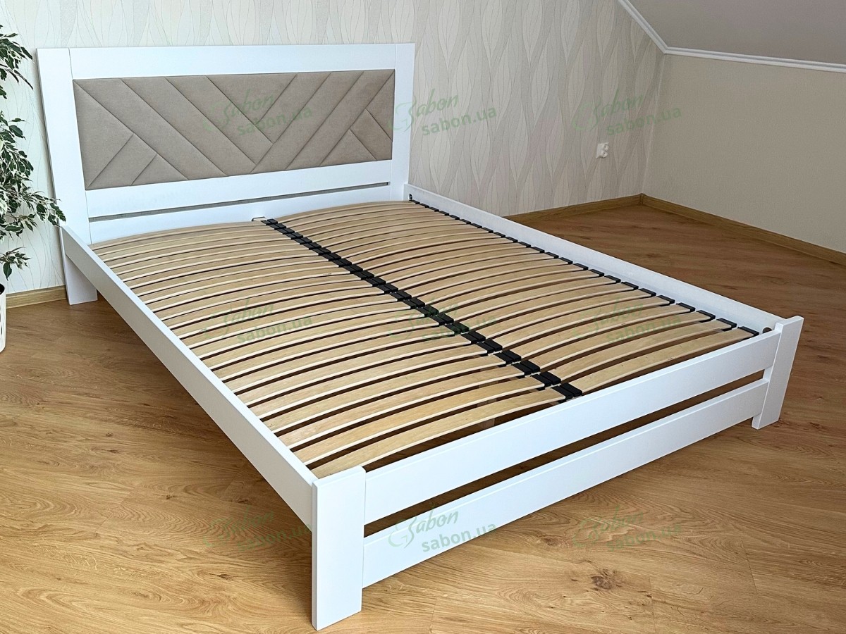 Деревянная кровать Модерн СОСНА с мягким изголовьем линии