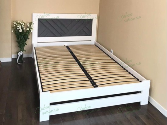 Дерев'яне ліжко Модерн БУК з м'яким узголів'ям лінії 2