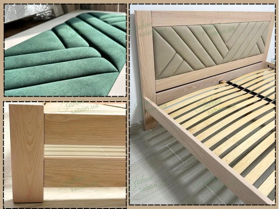 Дерев'яне ліжко Модерн БУК з м'яким узголів'ям лінії 2