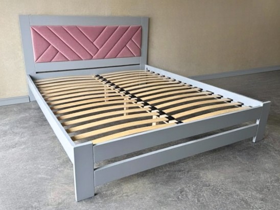 Дерев'яне ліжко Модерн ДУБ з м'яким узголів'ям лінії 2