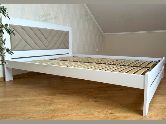 Дерев'яне ліжко Модерн ДУБ з м'яким узголів'ям лінії 17 