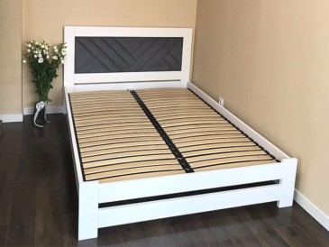 Дерев'яне ліжко Модерн ДУБ з м'яким узголів'ям лінії