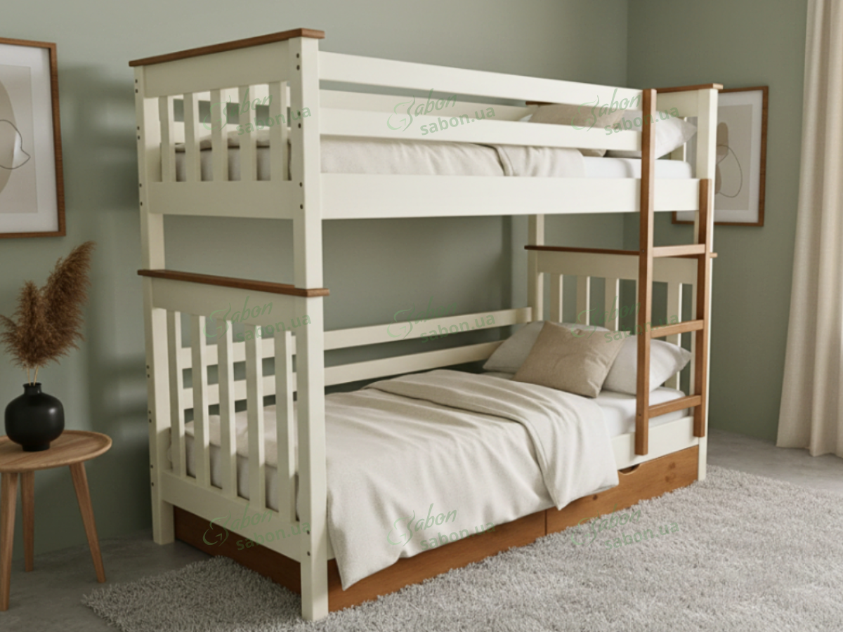 Дерев'яне двоярусне ліжко-трансформер Скандинавія міні