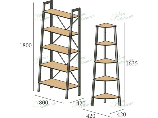 Сучасний стелаж Призма 5 комплект 2 