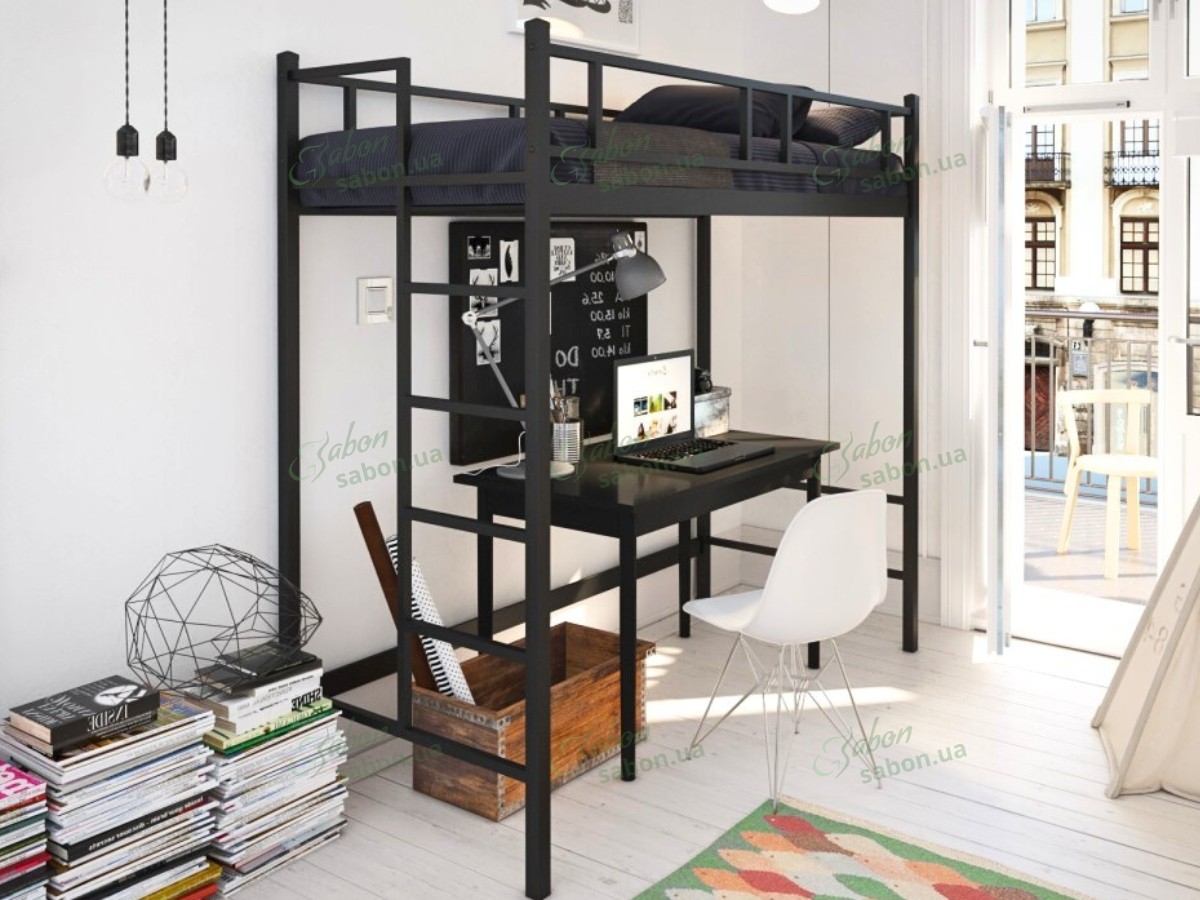 Металлическая двухъярусная кровать-чердак Фулхэм