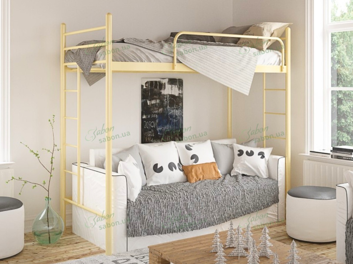Металлическая двухъярусная кровать-чердак Эдельвейс