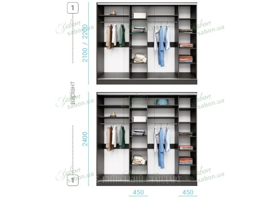 Шафа-купе Стандарт 9 чотирьохдверна H-240 16 