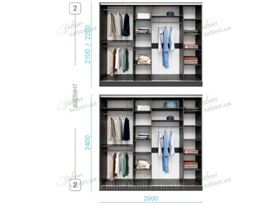 Шкаф-купе Стандарт 10.1 четырехдверный H-240 2
