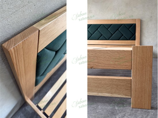 Дерев'яне ліжко Модерн СОСНА з м'яким узголів'ям КОСА 7 