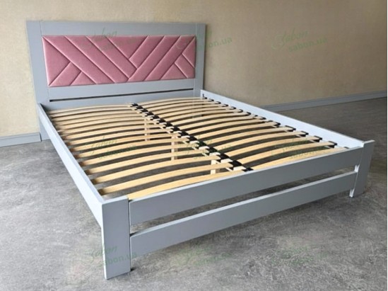 Дерев'яне ліжко Модерн СОСНА з м'яким узголів'ям КОСА 2