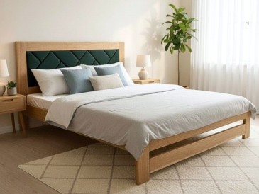 Деревянная кровать Модерн СОСНА с мягким изголовьем КОСА