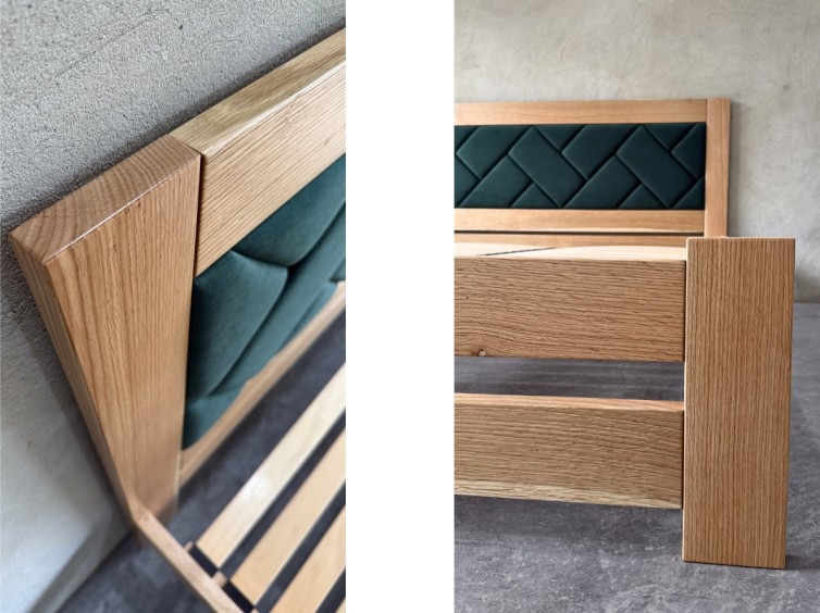 Дерев'яне ліжко Модерн БУК з м'яким узголів'ям КОСА 7 