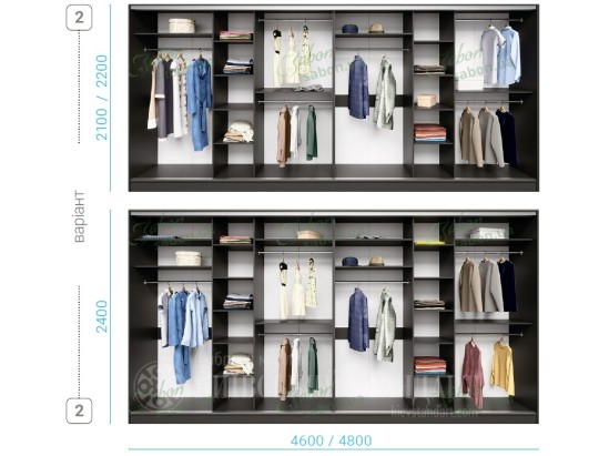 Шкаф-купе Стандарт 7.1 шестидверный H-220 8 