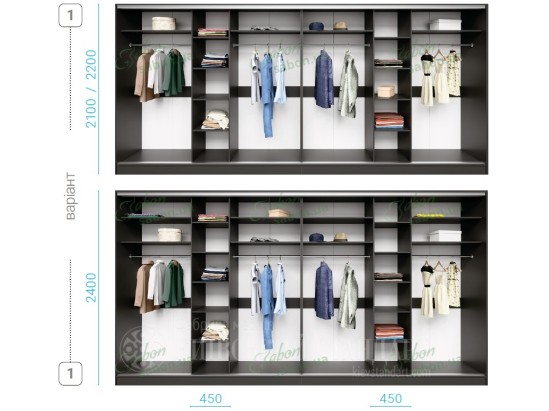 Шкаф-купе Стандарт 10.1 шестидверный H-240 7 