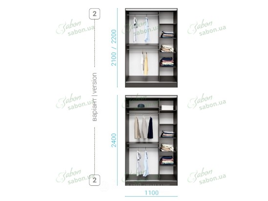 Шафа-купе Стандарт 10.5 дводверна H-240 8 