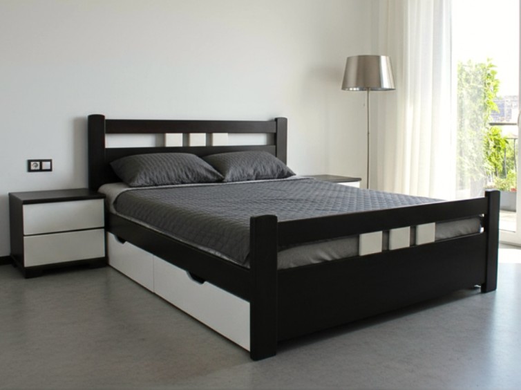 Дерев'яне ліжко Геракл з ящиками 1