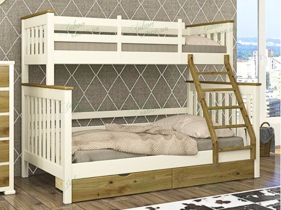 Деревянная двухъярусная кровать-трансформер Скандинавия 1