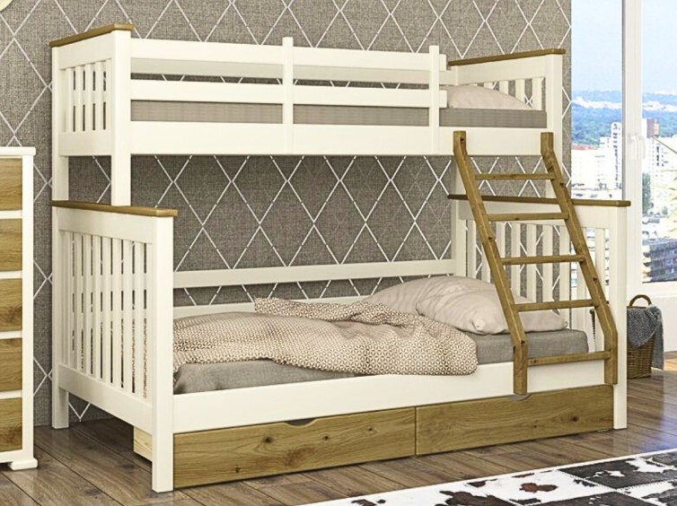 Деревянная двухъярусная кровать-трансформер Скандинавия 1