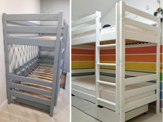 Дерев'яне двоярусне ліжко-трансформер Нота дует 2