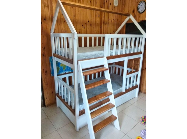 Деревянная двухъярусная кровать-домик Лука 1