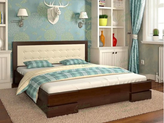 Ліжко Регіна з підйомним механізмом із натурального дерева 12 