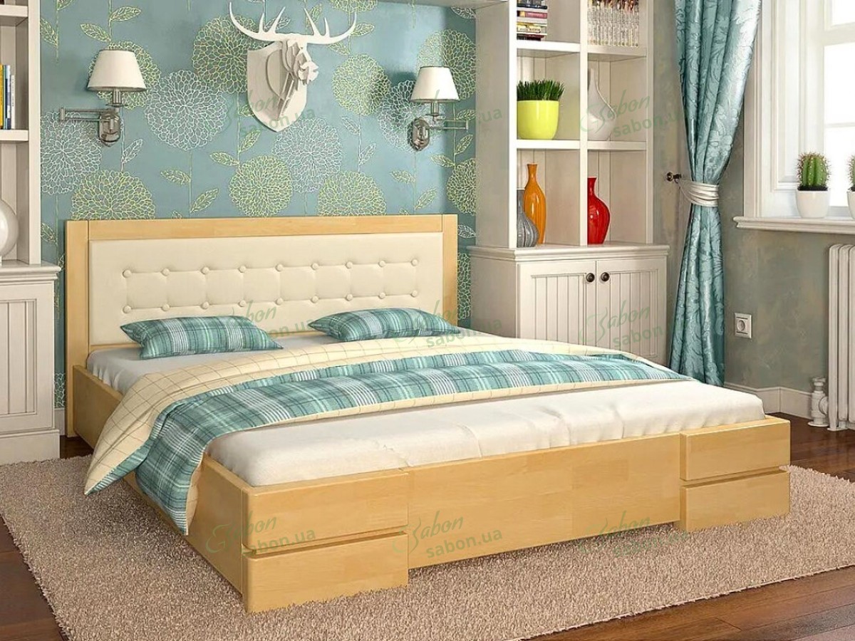 Ліжко Регіна з підйомним механізмом із натурального дерева