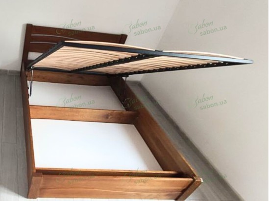 Ліжко Хвиля-2 з підйомним механізмом із натурального дерева 2