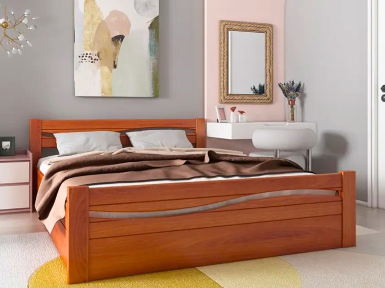 Ліжко Хвиля-2 з підйомним механізмом із натурального дерева 10 