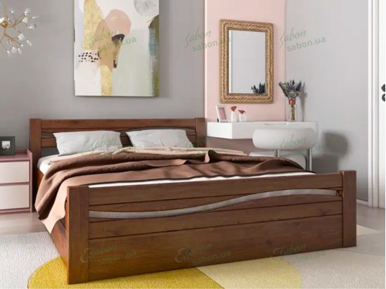 Кровать Волна-2 с подъемным механизмом из натурального дерева 2
