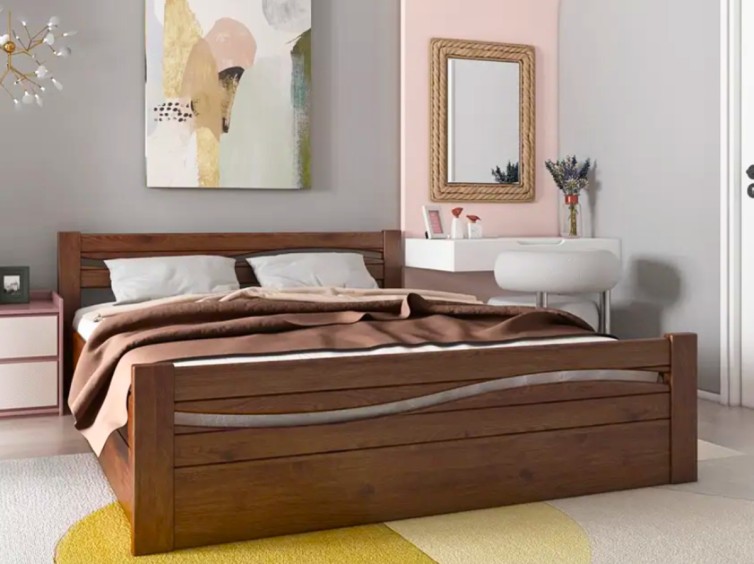 Ліжко Хвиля-2 з підйомним механізмом із натурального дерева 11 