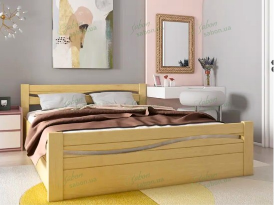 Ліжко Хвиля-2 з підйомним механізмом із натурального дерева 2