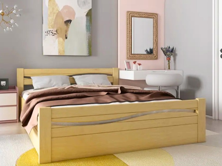 Ліжко Хвиля-2 з підйомним механізмом із натурального дерева 9 