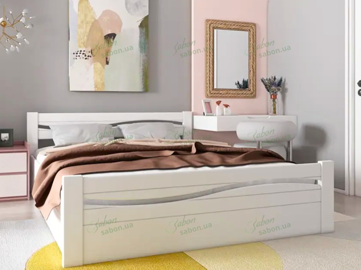 Кровать Волна-2 с подъемным механизмом из натурального дерева