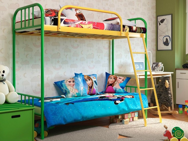 Двухъярусная металлическая кровать Бамбо Дуо 1