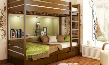 Двоярусне ліжко Дует з натурального дерева 2