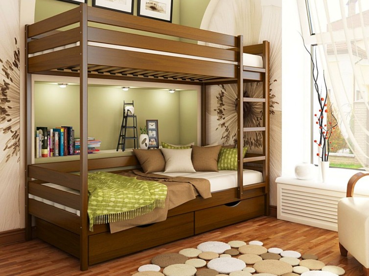 Двоярусне ліжко Дует з натурального дерева 2 