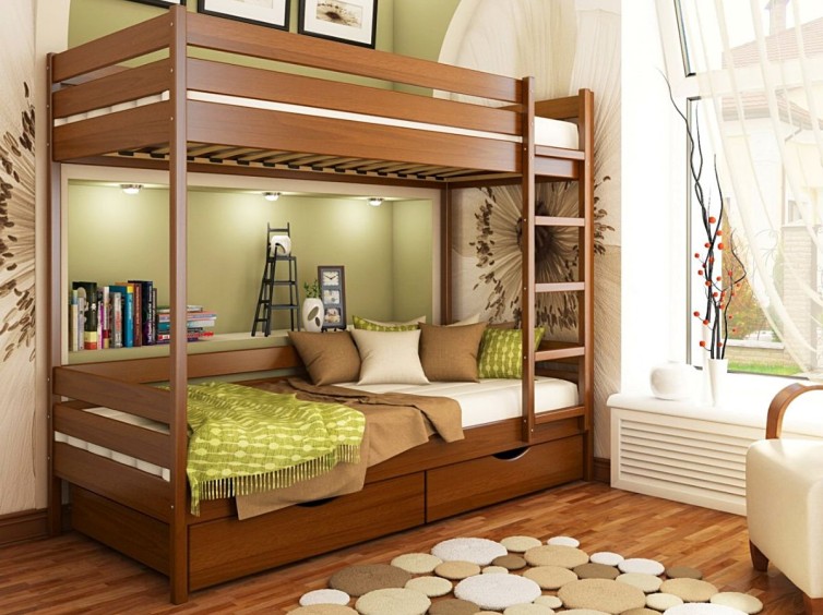 Двухъярусная кровать Дуэт из натурального дерева 3 