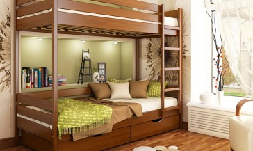 Двоярусне ліжко Дует з натурального дерева 2